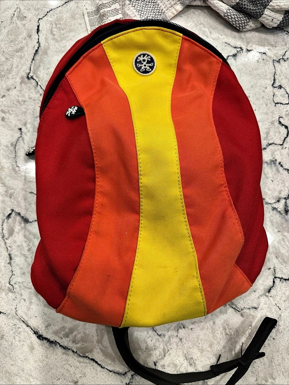 The Baby Pea Color Block Backpack in Red & Orange Like New